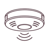 Line drawing: a ceiling smoke alarm